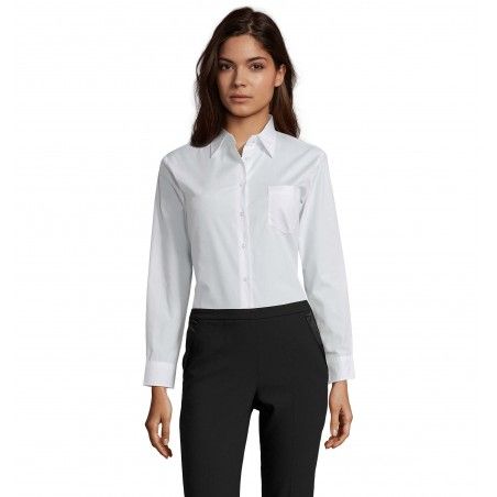 Sol's - Chemise femme popeline manches longues EXECUTIVE - Blanc