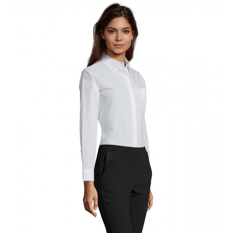 Sol's - Chemise femme popeline manches longues EXECUTIVE - Blanc