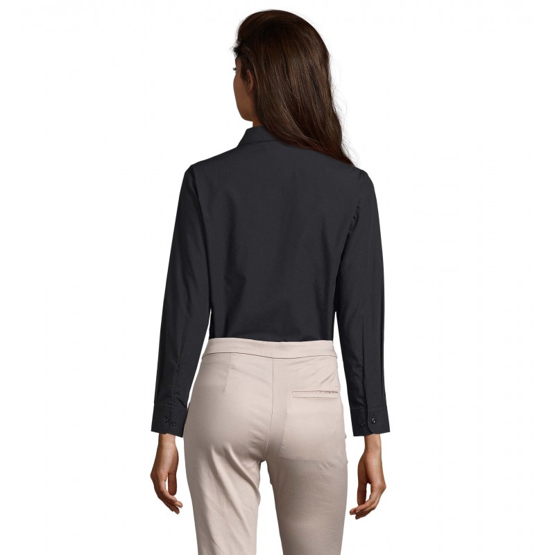 Sol's - Chemise femme popeline manches longues EXECUTIVE - Noir