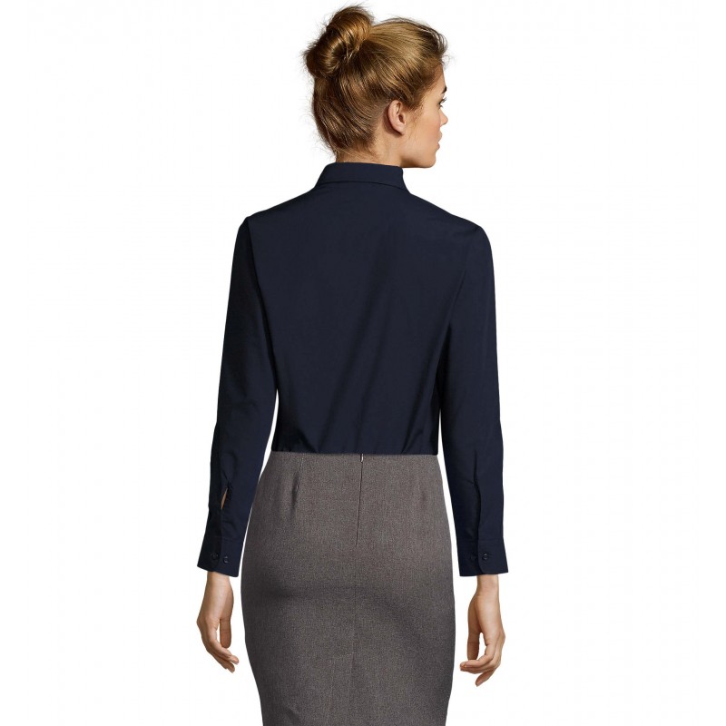 Sol's - Chemise femme popeline manches longues EXECUTIVE - Bleu Foncé