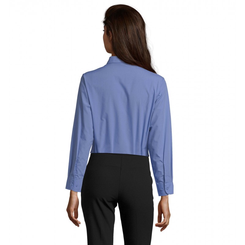 Sol's - Chemise femme popeline manches longues EXECUTIVE - Bleu Moyen