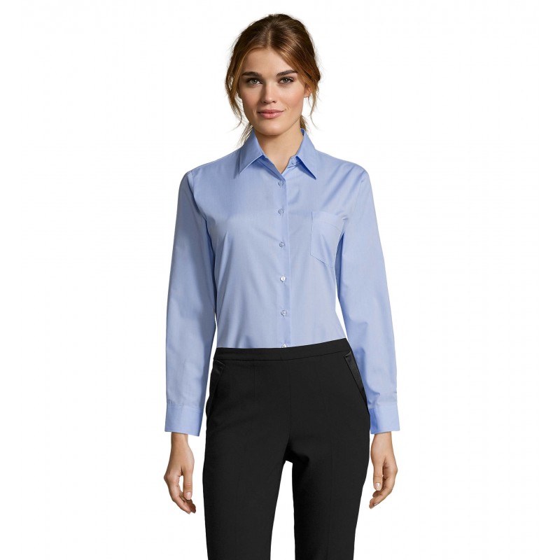 Sol's - Chemise femme popeline manches longues EXECUTIVE - Ciel
