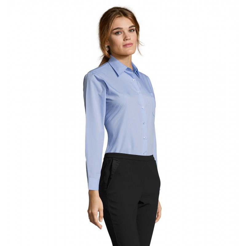 Sol's - Chemise femme popeline manches longues EXECUTIVE - Ciel