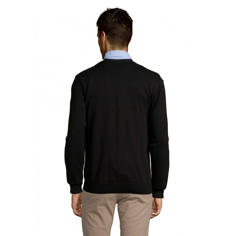 Sol's - Gilet homme boutonné col v GOLDEN MEN - Noir