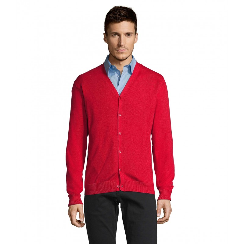 Sol's - Gilet homme boutonné col v GOLDEN MEN - Rouge