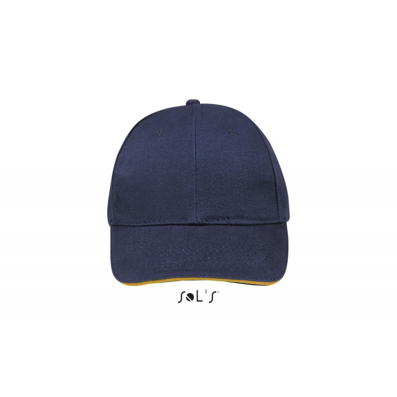 Sol's - Casquette 6 panneaux BUFFALO - French Marine / Orange Fluo