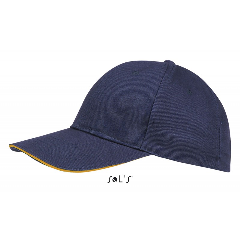Sol's - Casquette 6 panneaux BUFFALO - French Marine / Orange Fluo