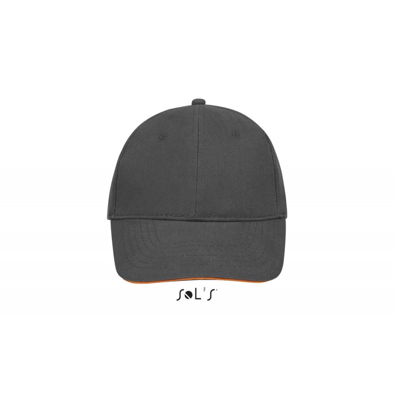 Sol's - Casquette 6 panneaux BUFFALO - Gris Foncé / Orange