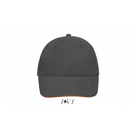 Sol's - Casquette 6 panneaux BUFFALO - Gris Foncé / Orange