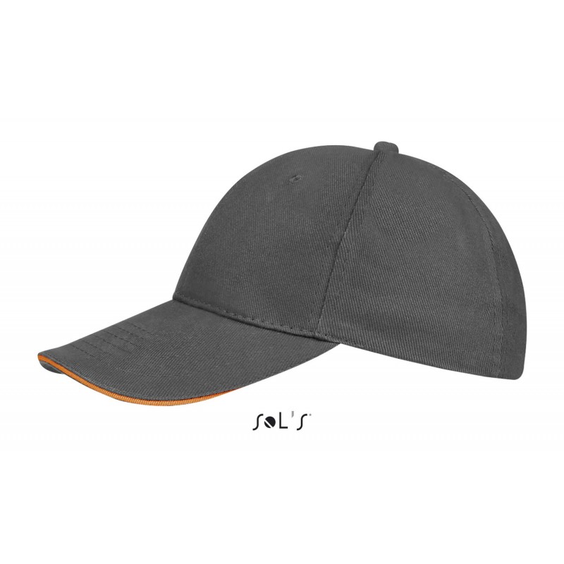 Sol's - Casquette 6 panneaux BUFFALO - Gris Foncé / Orange