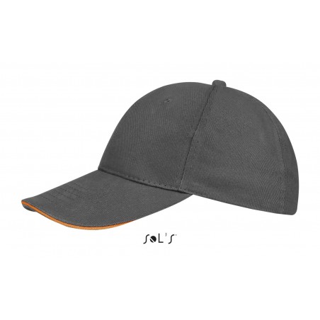 Sol's - Casquette 6 panneaux BUFFALO - Gris Foncé / Orange