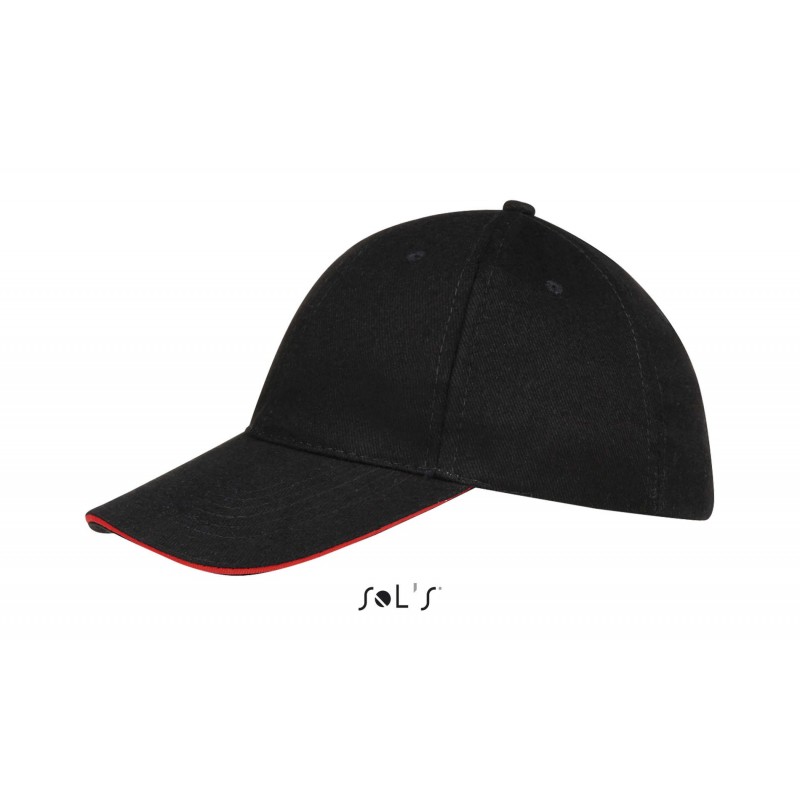 Sol's - Casquette 6 panneaux BUFFALO - Noir / Rouge