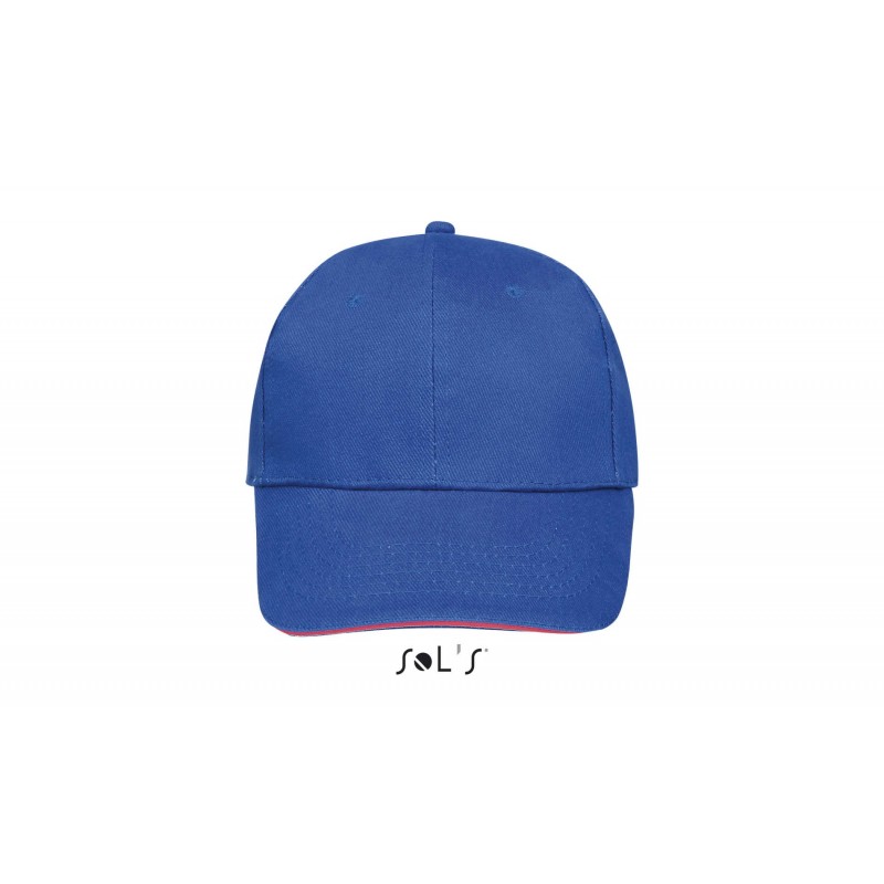 Sol's - Casquette 6 panneaux BUFFALO - Royal / Corail Fluo