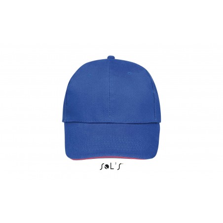 Sol's - Casquette 6 panneaux BUFFALO - Royal / Corail Fluo