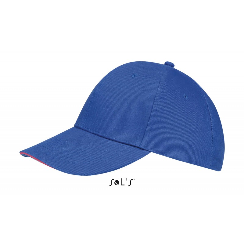 Sol's - Casquette 6 panneaux BUFFALO - Royal / Corail Fluo