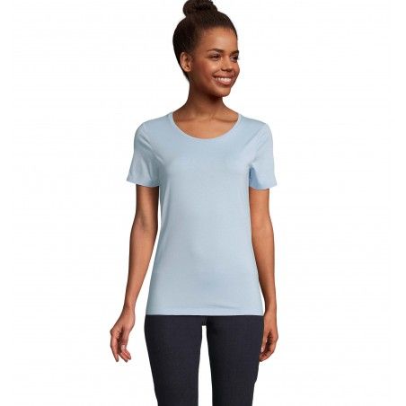 Neoblu - Tee-shirt manches courtes jersey mercerisé femme LUCAS WOMEN - Bleu Léger