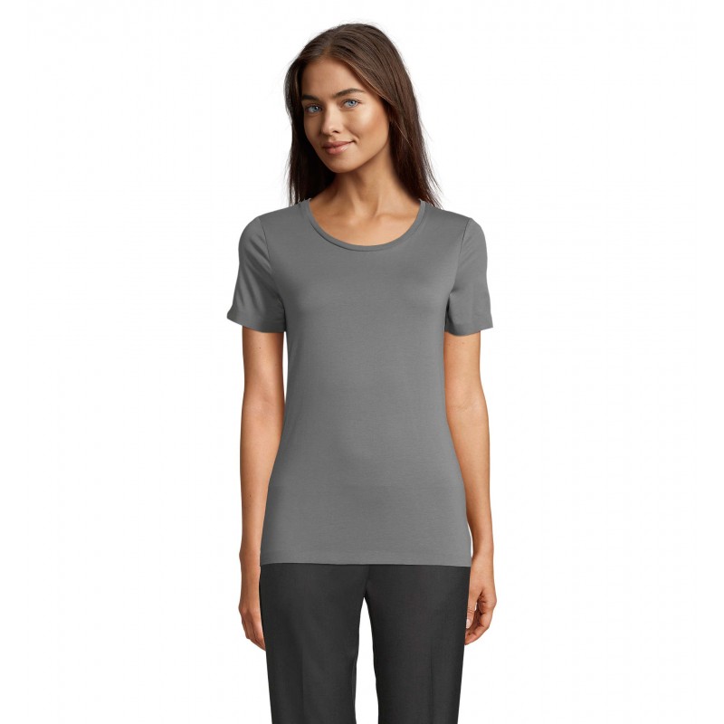 Neoblu - Tee-shirt manches courtes jersey mercerisé femme LUCAS WOMEN - Gris Léger