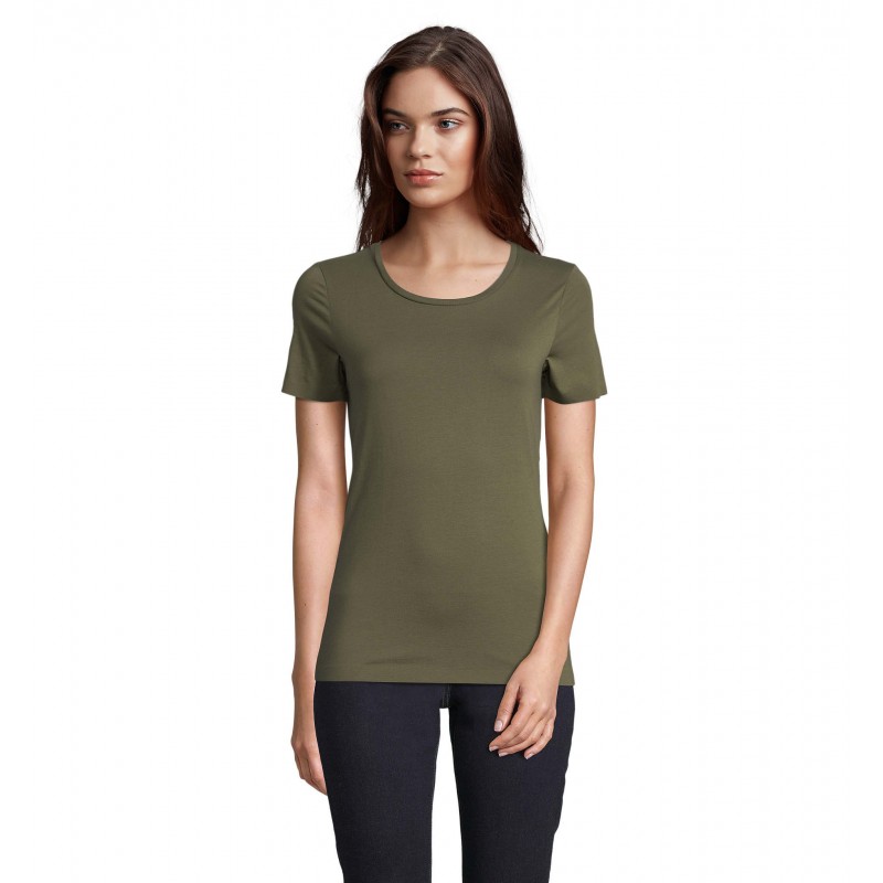 Neoblu - Tee-shirt manches courtes jersey mercerisé femme LUCAS WOMEN - Kaki Intense