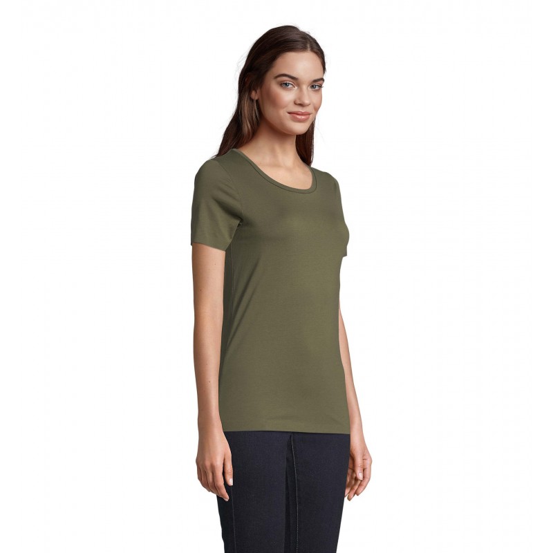 Neoblu - Tee-shirt manches courtes jersey mercerisé femme LUCAS WOMEN - Kaki Intense