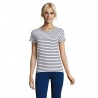 Sol's - Tee-shirt femme col rond rayé MILES WOMEN - Blanc / Marine