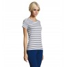 Sol's - Tee-shirt femme col rond rayé MILES WOMEN - Blanc / Marine
