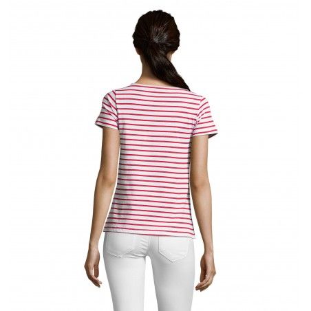 Sol's - Tee-shirt femme col rond rayé MILES WOMEN - Blanc / Rouge
