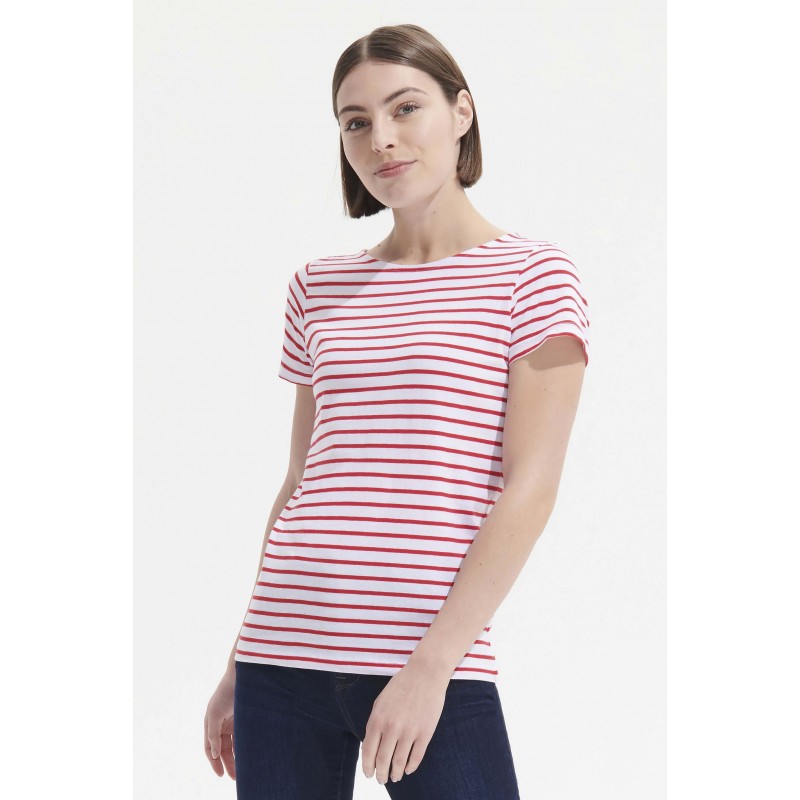 Sol's - Tee-shirt femme col rond rayé MILES WOMEN