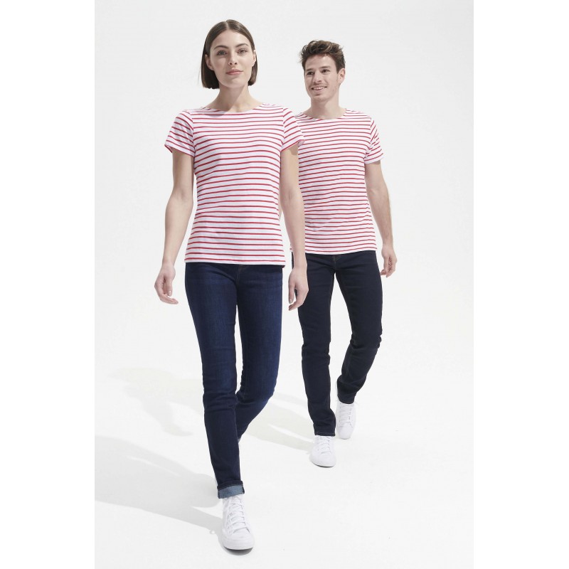 Sol's - Tee-shirt femme col rond rayé MILES WOMEN