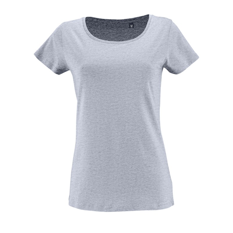 Sol's - Tee-shirt femme manches courtes MILO WOMEN - Bleu Ciel Chiné
