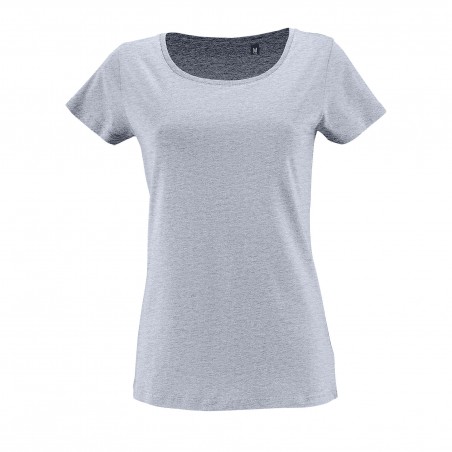 Sol's - Tee-shirt femme manches courtes MILO WOMEN - Bleu Ciel Chiné