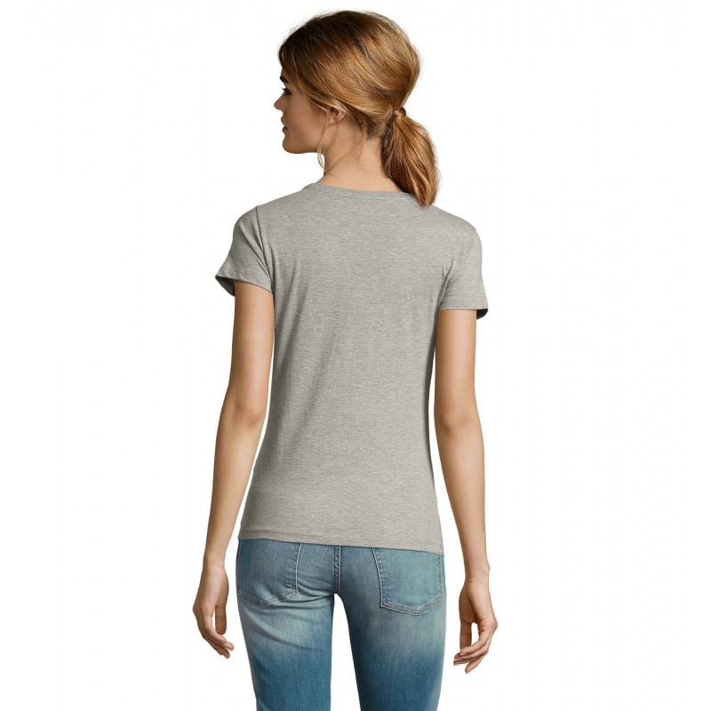 Sol's - Tee-shirt femme manches courtes MILO WOMEN - Gris Chiné