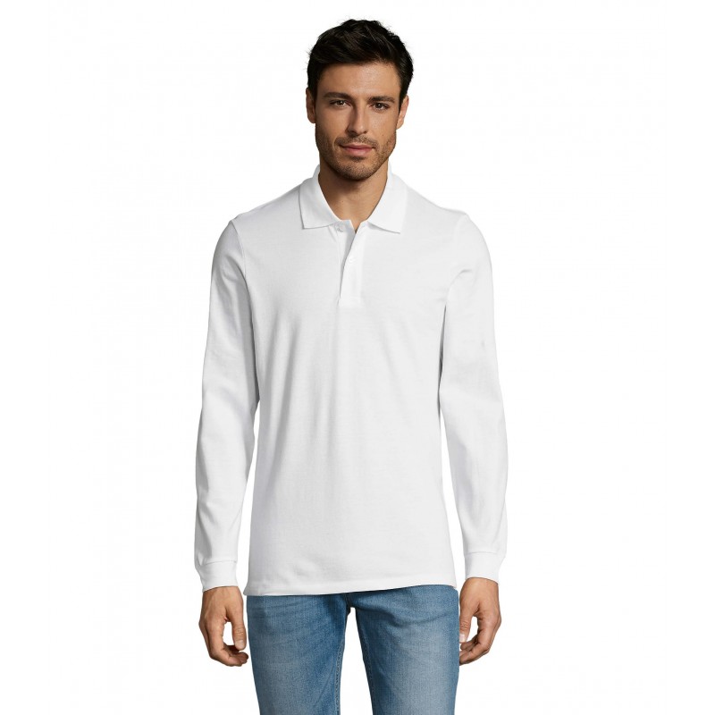 Sol's - Polo piqué manches longues homme PERFECT LSL MEN - Blanc