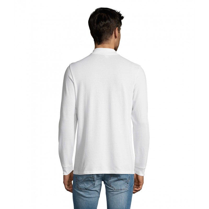 Sol's - Polo piqué manches longues homme PERFECT LSL MEN - Blanc