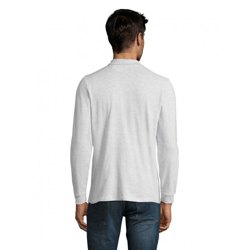 Sol's - Polo piqué manches longues homme PERFECT LSL MEN - Blanc Chiné