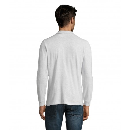 Sol's - Polo piqué manches longues homme PERFECT LSL MEN - Blanc Chiné