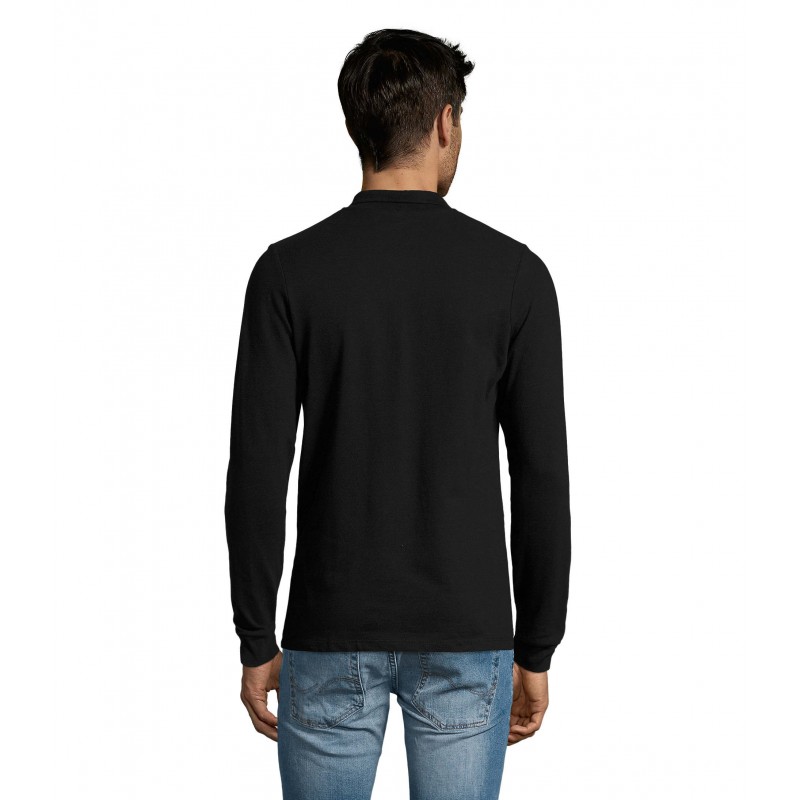 Sol's - Polo piqué manches longues homme PERFECT LSL MEN - Noir