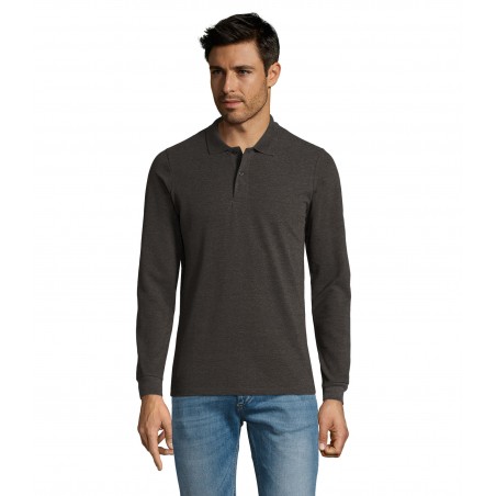 Sol's - Polo piqué manches longues homme PERFECT LSL MEN - Anthracite Chiné