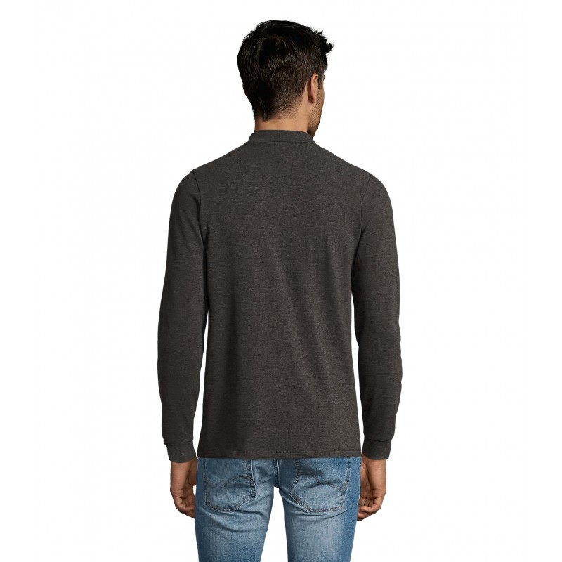 Sol's - Polo piqué manches longues homme PERFECT LSL MEN - Anthracite Chiné