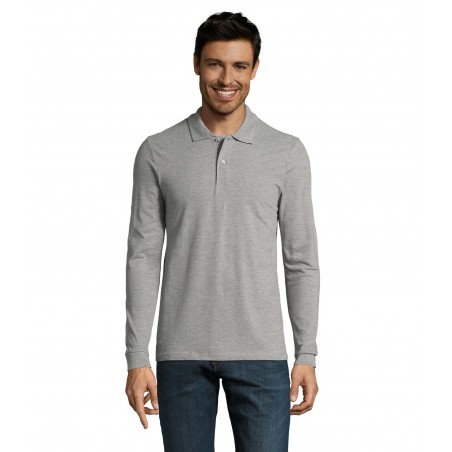 Sol's - Polo piqué manches longues homme PERFECT LSL MEN - Gris Chiné