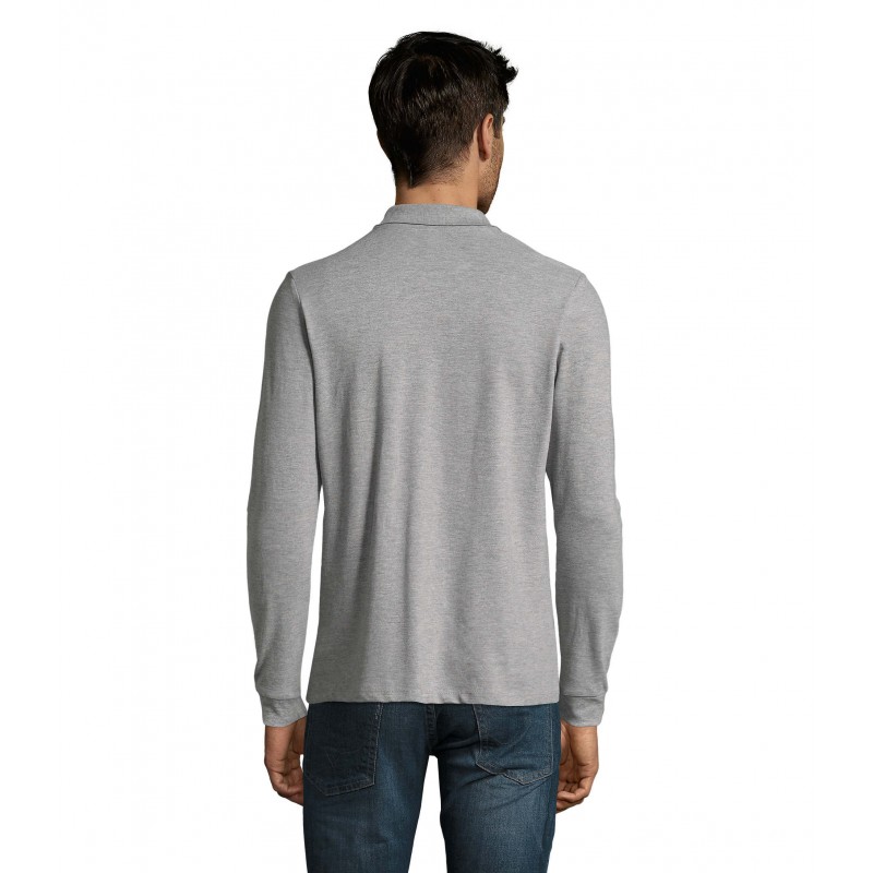 Sol's - Polo piqué manches longues homme PERFECT LSL MEN - Gris Chiné