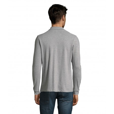 Sol's - Polo piqué manches longues homme PERFECT LSL MEN - Gris Chiné