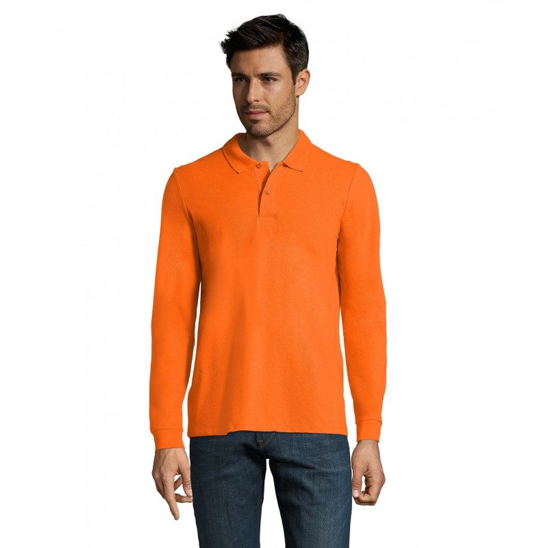 Sol's - Polo piqué manches longues homme PERFECT LSL MEN - Orange