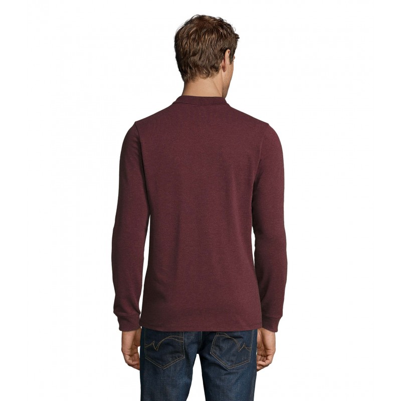 Sol's - Polo piqué manches longues homme PERFECT LSL MEN - Oxblood Chiné