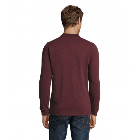 Sol's - Polo piqué manches longues homme PERFECT LSL MEN - Oxblood Chiné