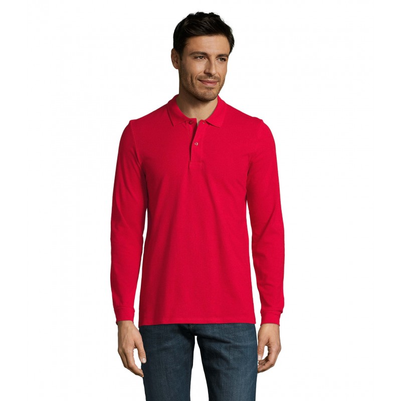 Sol's - Polo piqué manches longues homme PERFECT LSL MEN - Rouge