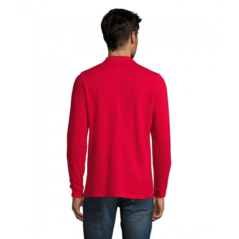 Sol's - Polo piqué manches longues homme PERFECT LSL MEN - Rouge