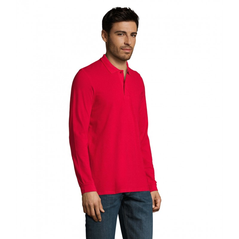 Sol's - Polo piqué manches longues homme PERFECT LSL MEN - Rouge