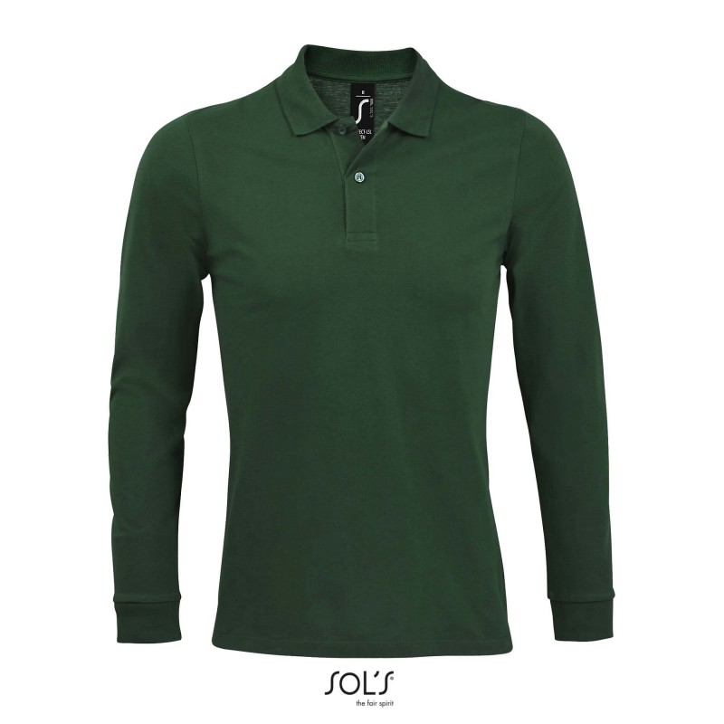 Sol's - Polo piqué manches longues homme PERFECT LSL MEN - Vert Bouteille
