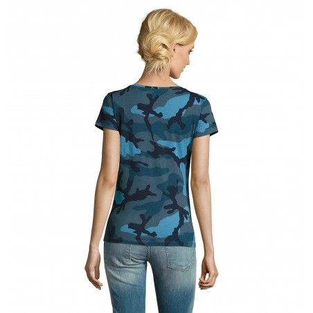 Sol's - Tee-shirt femme col rond CAMO WOMEN - Camo Bleu