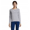 Sol's - Tee-shirt femme manches longues rayé MARINE WOMEN - Blanc / Marine